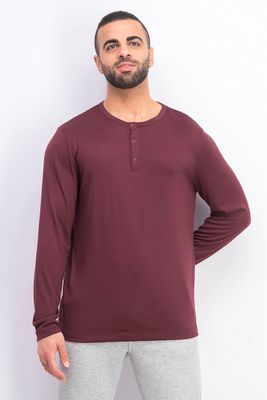 Mens Anemo Snap Henley T-Shirt Burgundy Mens Anemo Snap Henley T-Shirt Burgundy