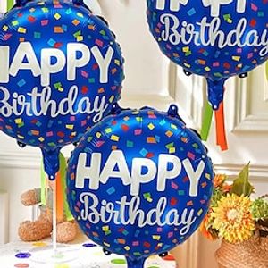 6pcs 18 inch Circular Blue Background Color Dots Happy Birthday Aluminum Film Balloon Birthday Party Decoration Balloon miniinthebox