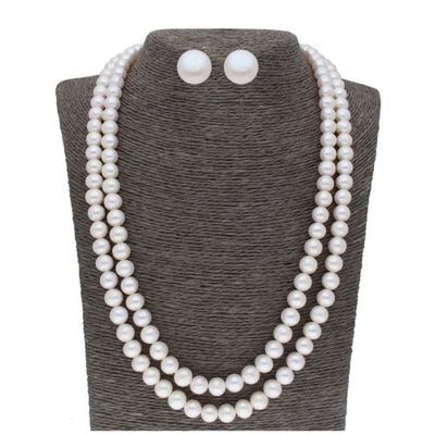 Sri Jagdamba Pearls 2 Line 10-11MM Round Pearl Set - JPJUN-20-178