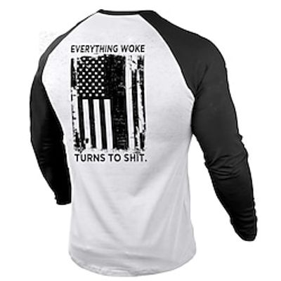 Men's T shirt Tee Graphic Prints National Flag Crew Neck Hot Stamping Street Vacation Long Sleeve Clothing Apparel Basic Designer Modern Contemporary Lightinthebox