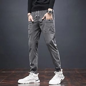 Men's Sweatpants Joggers Corduroy Pants Trousers Pocket Drawstring Elastic Waist Plain Comfort Breathable Outdoor Daily Going out Fashion Casual Black Apricot Lightinthebox