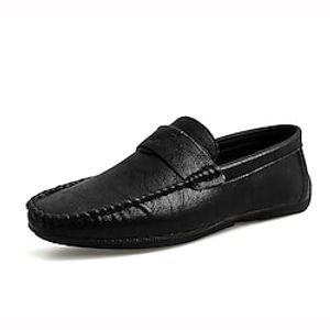 Men's Loafers  Slip-Ons Comfort Loafers Comfort Shoes Crib Shoes Casual Daily Pigskin PU Black Khaki Brown Fall Spring miniinthebox
