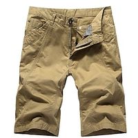 Men's Cargo Shorts Work Shorts Capri Pants Button Multi Pocket Plain Wearable Calf-Length Outdoor Daily Going out Fashion Classic Blue Green Lightinthebox