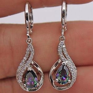 Women's Zircon Drop Earrings Fine Jewelry Classic Precious Personalized Stylish Silver Earrings Jewelry Gold  White For Gift Festival 1 Pair Lightinthebox