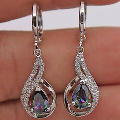 Women's Zircon Drop Earrings Fine Jewelry Classic Precious Personalized Stylish Silver Earrings Jewelry Gold  White For Gift Festival 1 Pair Lightinthebox