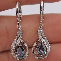 Women's Zircon Drop Earrings Fine Jewelry Classic Precious Personalized Stylish Silver Earrings Jewelry Gold  White For Gift Festival 1 Pair Lightinthebox - thumbnail
