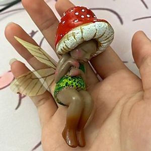 Sleeping Fairy Resin Handicraft Fairy Garden Miniature Fairies Figurines Mushroom Decorations Statue miniinthebox