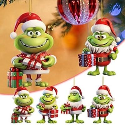 Christmas Tree Decoration Pendant 2D Acrylic Grinch Cartoon Christmas Decoration Tree Decoration Xmas Gift Decoration Lightinthebox