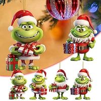 Christmas Tree Decoration Pendant 2D Acrylic Grinch Cartoon Christmas Decoration Tree Decoration Xmas Gift Decoration Lightinthebox - thumbnail