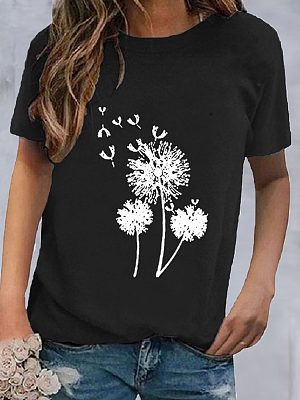 Crew Neck Print Casual Short Sleeve T-shirt