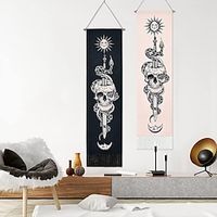 2 Pack 33x130cm Skeleton Wall Tapestry Vertical Tapestry Sun Moon Wall Hanging Retro Butterfly Wall Hanging with Tassel Striped for Room miniinthebox - thumbnail