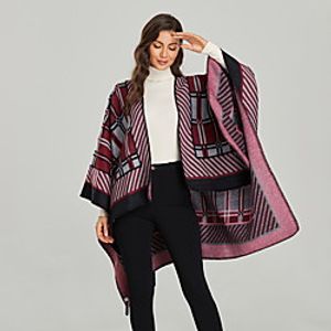 Foreign Trade Scarf Cape Retro Diagonal Small Grid Slit Cape European And American Fashion Warm Wrap Wind Speed Sell Wish 135175cm Lightinthebox