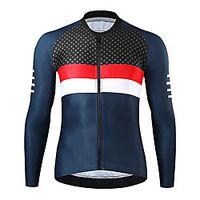 21Grams Men's Long Sleeve Cycling Jersey Spandex Red Dark Navy Color Block Bike Top Mountain Bike MTB Road Bike Cycling Quick Dry Moisture Wicking Sports Clothing Apparel  Athleisure Lightinthebox - thumbnail