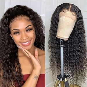 Water Wave Wig 4x4x1 T-Part Lace Front Wigs Human Hair Wig For Black Women 150% Density Brazilian Virgin Human Hair Wigs 4x1 Water Wave Pre Plucked with Baby Hair Deep Curly Lightinthebox