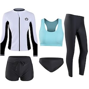 Women's Rash Guard Rash guard Swimsuit UV Sun Protection UPF50 Breathable Long Sleeve Swimwear Bathing Suit 5-Piece Swimming Diving Surfing Water Sports Patchwork Autumn  Fall Spring Summer Lightinthebox