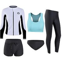 Women's Rash Guard Rash guard Swimsuit UV Sun Protection UPF50 Breathable Long Sleeve Swimwear Bathing Suit 5-Piece Swimming Diving Surfing Water Sports Patchwork Autumn  Fall Spring Summer Lightinthebox - thumbnail