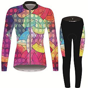 21Grams Women's Long Sleeve Cycling Jersey with Tights Winter Fleece Pink / Black Rainbow Bike Clothing Suit Thermal Warm Anatomic Design Ultraviolet Resistant Quick Dry Breathable Sports Rainbow miniinthebox