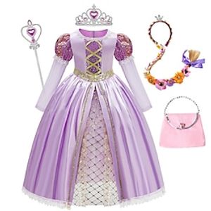 Rapunzel Fairytale Princess Sofia Flower Girl Dress Theme Party Costume Girls' Movie Cosplay Halloween With Accessories Dress Accessory Set Halloween Carnival Masquerade World Book Day Costumes miniinthebox