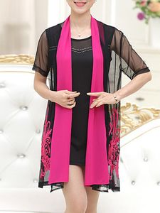 Vintage Solid Dress Embroidery Cardigan Two Pieces Suits