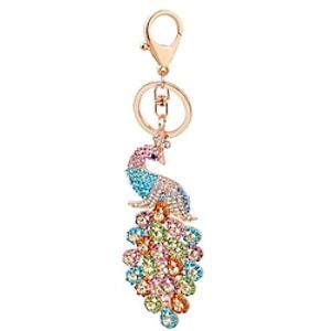 Crystal Golden Color 3D Colorful Peacock Chain Charm Pendant Keychain Key Ring Lightinthebox