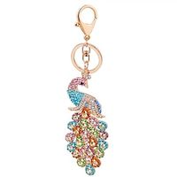 Crystal Golden Color 3D Colorful Peacock Chain Charm Pendant Keychain Key Ring Lightinthebox - thumbnail