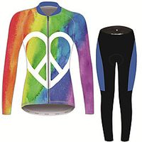 21Grams Peace  Love Women's Long Sleeve Cycling Jersey with Tights - Black / Blue Bike Clothing Suit Thermal Warm Anatomic Design Ultraviolet Resistant Sports Winter Fleece Terylene Polyester Taffeta miniinthebox - thumbnail