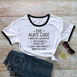 Women's T shirt Graphic Text Letter Print Round Neck Tops 100% Cotton Basic Basic Top White Yellow Wine miniinthebox