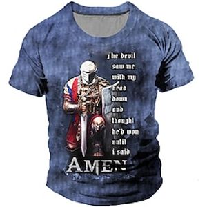 Men's Unisex T shirt Tee Templar Cross Graphic Prints Soldier Crew Neck Light Purple Green Blue Coffee Gray 3D Print Outdoor Street Short Sleeve Print Clothing Apparel Vintage Sports Designer Casual Lightinthebox