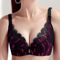 Gather Deep V Lace Embroidery Thin Bras