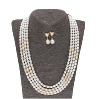 Sri Jagdamba Pearls Dhimahi 4 Lines Oval Pearl Set - JPJUN-20-186