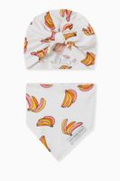 Banana Print Turban & Bib Set in Organic Cotton Banana Print Turban & Bib Set in Organic Cotton