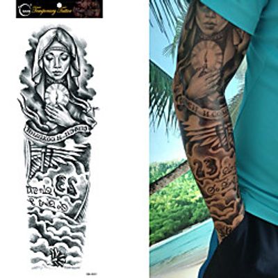 6 pcs Waterproof Temporary Tattoo Sticker Full Arm Large Skull Old School Tatoo Stickers Flash Fake Tattoos for Men Women Lightinthebox