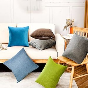 Linen Throw Pillow Cover Home Decorative Pillowcase for Sofa Cafe Modern Solid Color Cushion Cover Square Pillow Case Lightinthebox