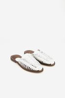 Womens Keelyn Woven Leather Clog  White - thumbnail