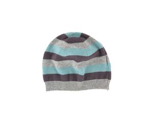 Baby Boys Striped Knitted Beanie  Grey/Turquoise