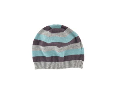 Baby Boys Striped Knitted Beanie  Grey/Turquoise