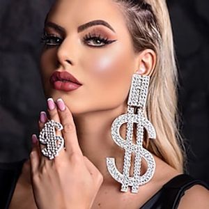 Women's Drop Earrings Hoop Earrings Geometrical Precious Statement Imitation Diamond Earrings Jewelry Silver  Golden For Wedding Party 1 Pair Lightinthebox