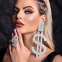 Women's Drop Earrings Hoop Earrings Geometrical Precious Statement Imitation Diamond Earrings Jewelry Silver  Golden For Wedding Party 1 Pair Lightinthebox - thumbnail