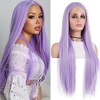 Synthetic Lace Wig Straight Style 14-26 inch Purple Silky Straight 13x4 Lace Front Wig All Wig Bright Purple miniinthebox - thumbnail