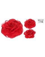 Homesmiths Christmas Rose On Clip 9cm Set of 2 Red Assorted 1 Piece