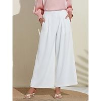 Women's Straight Full Length Pocket Pants Casual Daily White Spring S M L Lightinthebox