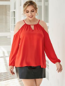 YOINS Plus Size Cold Shoulder Backless Design Long Sleeves Blouse