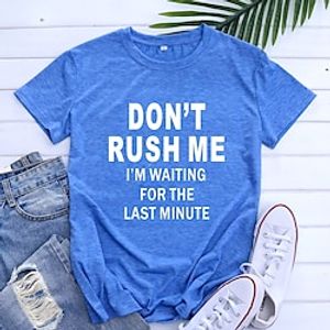 Women's T shirt Tee Green Blue Pink Graphic Letter Print Short Sleeve Home Daily Basic Round Neck Regular S Lightinthebox