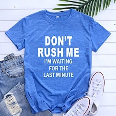 Women's T shirt Tee Green Blue Pink Graphic Letter Print Short Sleeve Home Daily Basic Round Neck Regular S Lightinthebox