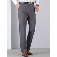 Men's Dress Pants Trousers Suit Pants Pocket Plain Comfort Breathable Formal Business Classic Casual Black Wine Stretchy Lightinthebox - thumbnail