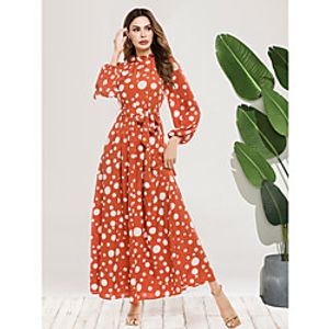 Women's Swing Dress Maxi long Dress Red Long Sleeve Print Fall Spring Elegant  Luxurious 2021 S M L XL Lightinthebox