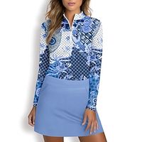 Women's Golf Polo Shirt Blue Purple Rose Red Long Sleeve Top Paisley Ladies Golf Attire Clothes Outfits Wear Apparel miniinthebox