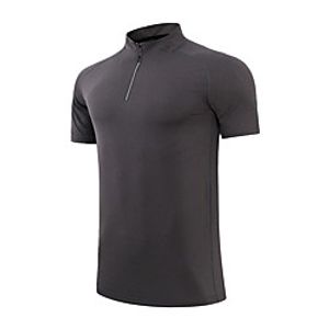 Men's Short Sleeve Running Shirt Quarter Zip Tee Tshirt Top Athletic Summer Spandex Quick Dry Breathable Soft Gym Workout Running Active Training Jogging Exercise Sportswear Solid Colored Normal Dark Lightinthebox