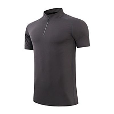 Men's Short Sleeve Running Shirt Quarter Zip Tee Tshirt Top Athletic Summer Spandex Quick Dry Breathable Soft Gym Workout Running Active Training Jogging Exercise Sportswear Solid Colored Normal Dark Lightinthebox