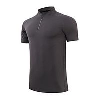 Men's Short Sleeve Running Shirt Quarter Zip Tee Tshirt Top Athletic Summer Spandex Quick Dry Breathable Soft Gym Workout Running Active Training Jogging Exercise Sportswear Solid Colored Normal Dark Lightinthebox - thumbnail